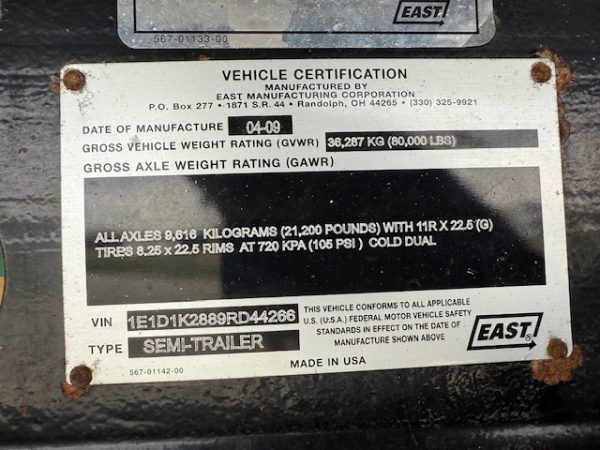 2009 EAST 24' Dump Trailer - Image 2